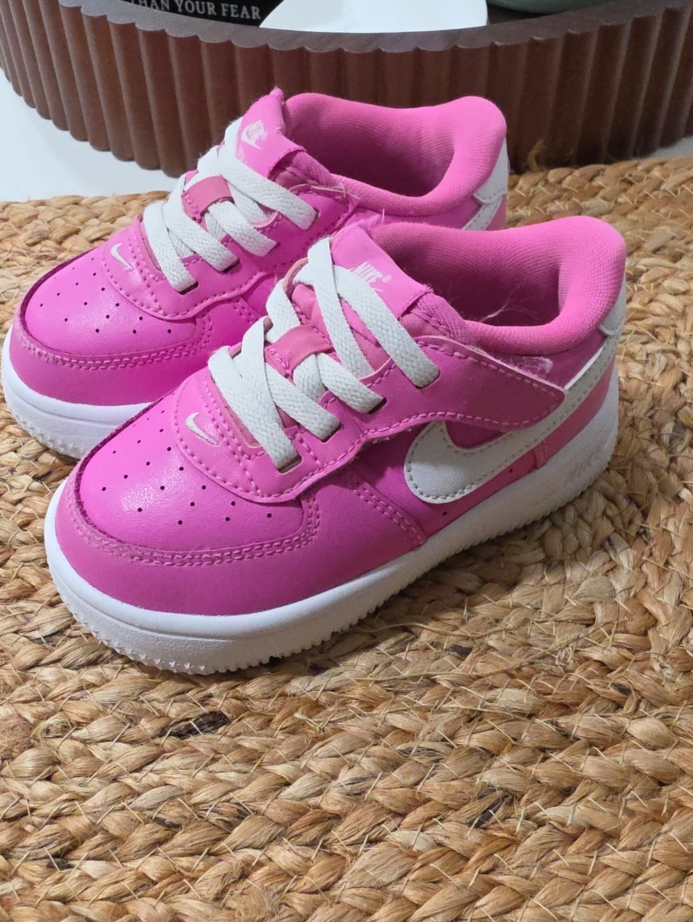 Nike Kids Pink and White Low-Top Sneakers